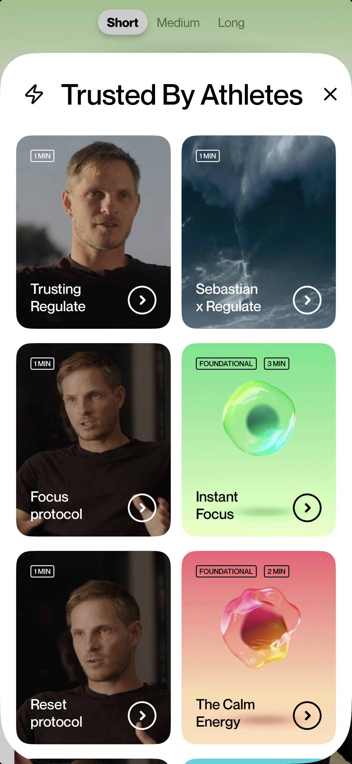 Sebastian's sessions in the Regulate app