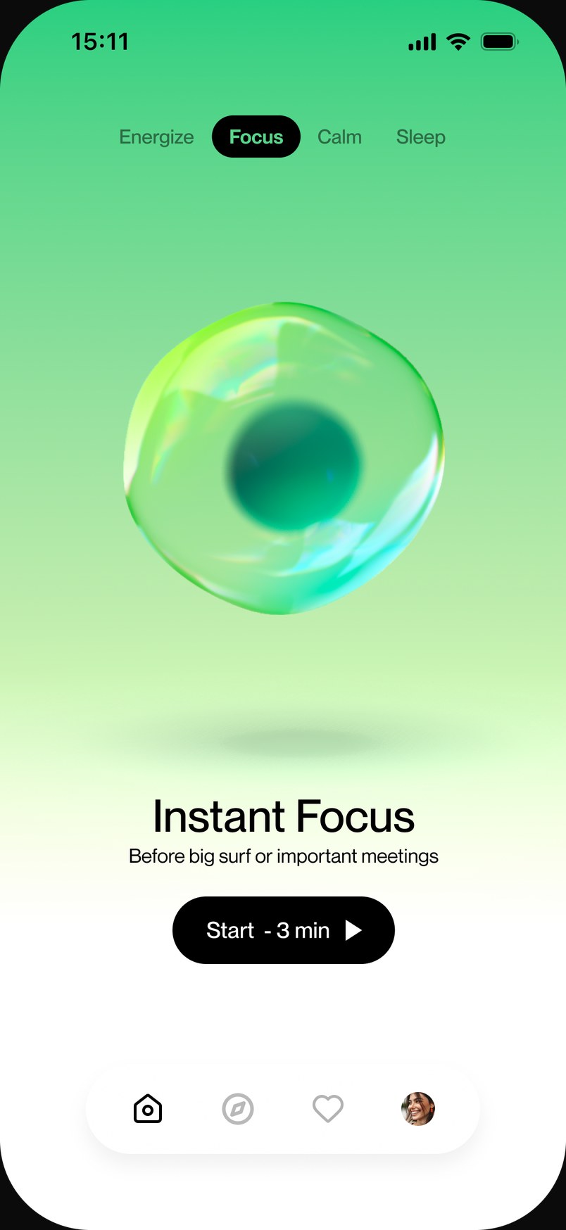 Instant Focus session in the Regulate app